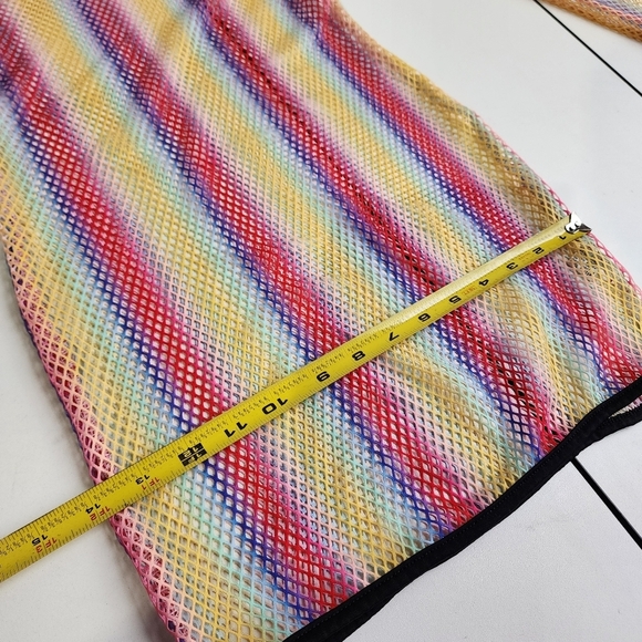 Uluwatu Color Mesh Netted See Through Beach Coverup Top Dress Long Sleeve Sz S - Picture 8 of 13